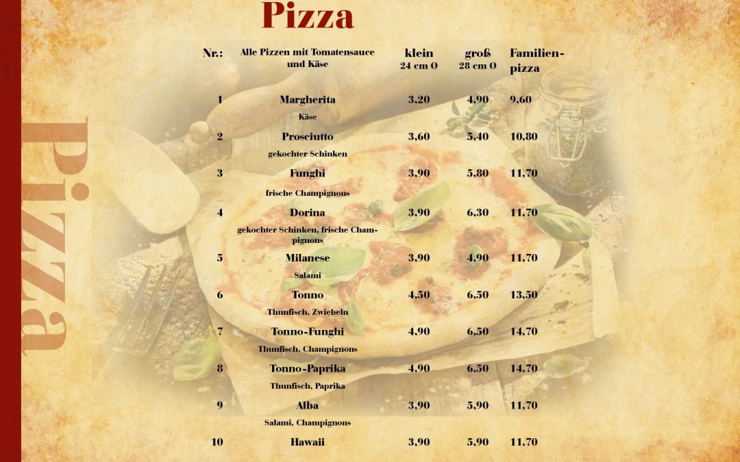 Speisekarte Gestaltung